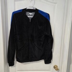 Enslaved Track Jacket Mens L Black New Velour Blue Stripe Zip Up Streetwear